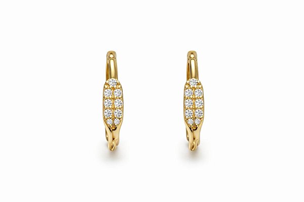 BRINCO ARGOLA CLICK ELEGÂNCIA CRAVEJADA COM ZIRCÔNIAS FOLHEADA A OURO