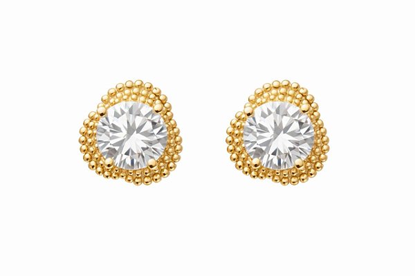 BRINCO ARGOLA CLICK COM ZIRCÔNIA CENTRAL TEXTURIZADA FOLHEADO A OURO