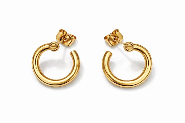 BRINCO ARGOLA LISA COM PINO E TARREXA FOLHEADO A OURO