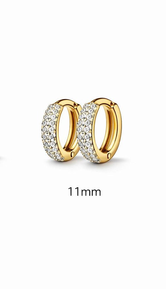 BRINCO ARGOLA CLICK CRAVEJADO COM ZIRCÔNIAS FOLHEADO A OURO