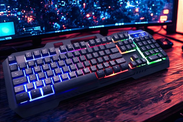 Teclado Gamer RGB com Cabo USB 1,5m Plug & Play