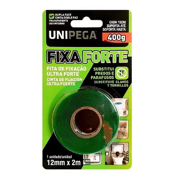 Fita Dupla Face Fixa Forte 12mmx2m 400g Unipega