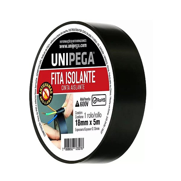 Fita Isolante Antichamas 18mm x 5m Unipega