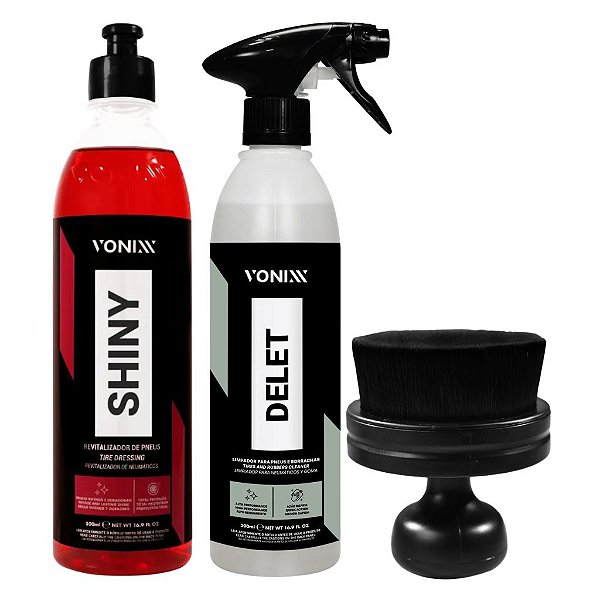 Kit Vonixx Shiny 500ml + Limpador Pneus Delet 500ml + Brinde