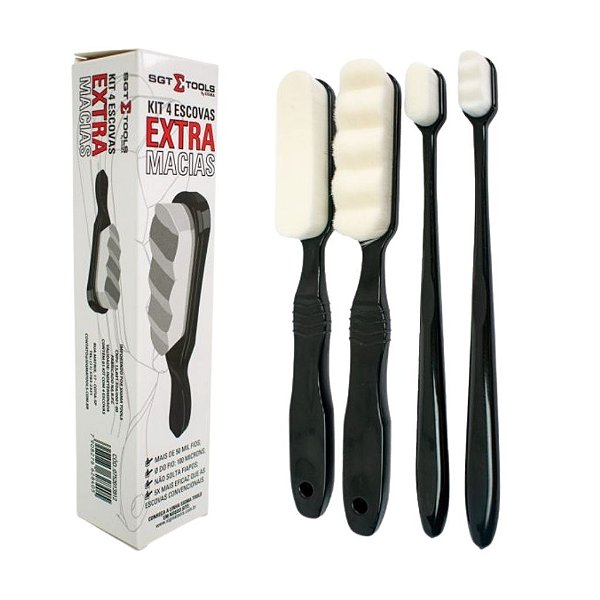Kit 4 Escovas Extra Macias para Detalhamento SGT