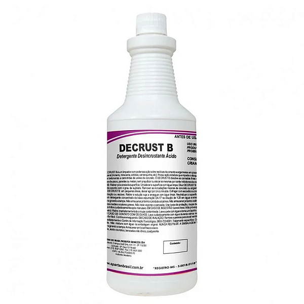 Decrust B Detergente Profissional Desincrustante Ácido 1L Spartan