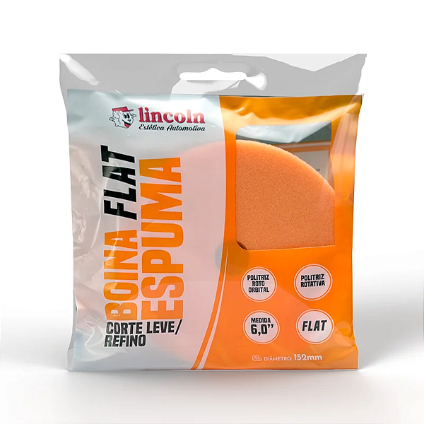 Boina de Espuma Flat Laranja Corte Leve/Refino 6'' - Lincoln