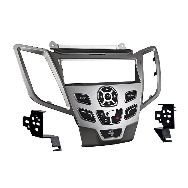 Moldura 1 Din Ford Fiesta Mexicano 2011 A 2013 Prata