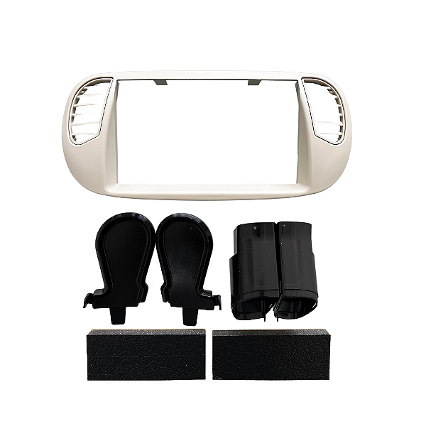 Moldura 2 Din Fiat 500 2007 A 2015 Pérola Padrão Chinês