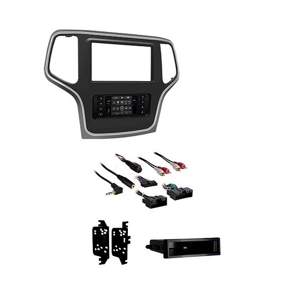 Moldura 2 Din Jeep Grand Cherokee 2014 A 2017 + Interface Prata