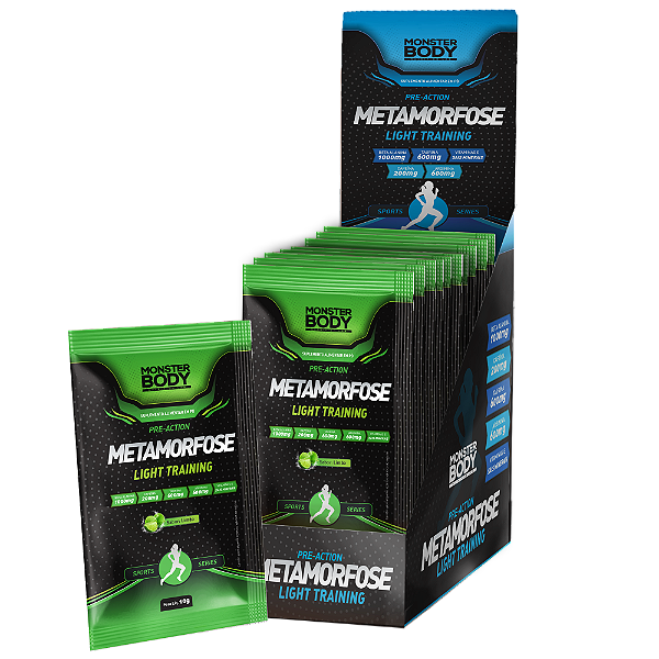 Pré Treino Metamorfose  Light Limão - Display 15 Sachês de 10g