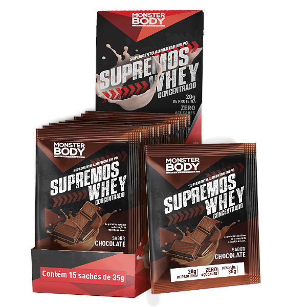 Whey Concentrado Chocolate Supremo´s - Display c/ 15 Sachês de 35g