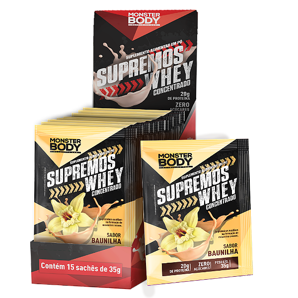 Whey Concentrado Baunilha Supremo´s - Display c/ 15 Sachês de 35g
