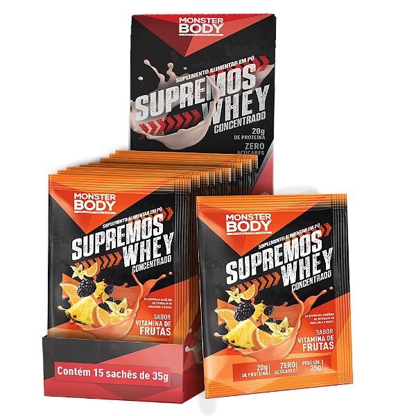 Whey Concentrado Vitamina de Frutas Supremo´s - Display c/ 15 Sachês de 35g