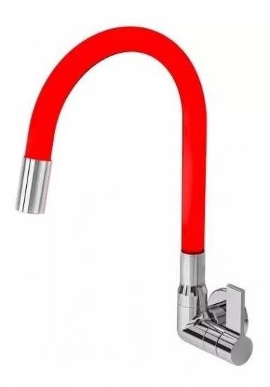 Torneira Parede 1/4 de Volta Alt. 30cm – Comp. 16cm Vermelha