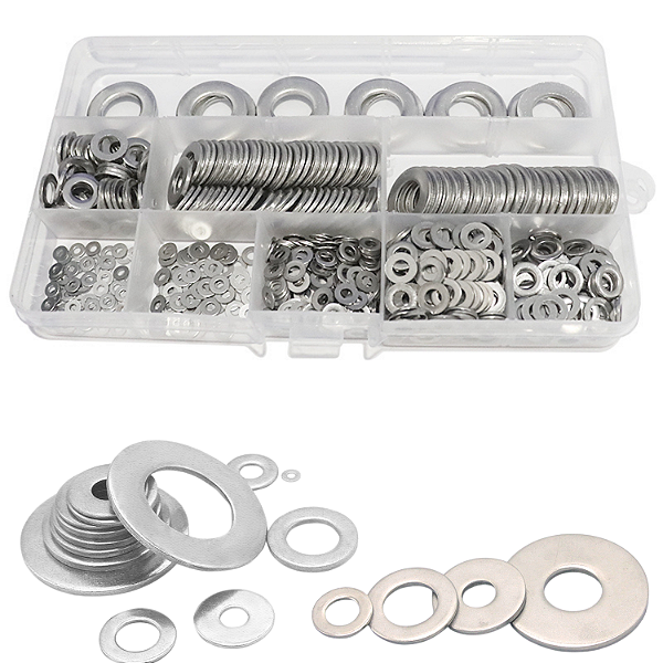 KIT 700 ARRUELAS AÇO INOX NÃO ENFERRUJA M2 M5 M6 M8 M10 M12