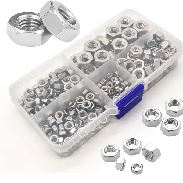 KIT 220 PORCAS HEXAGONAIS SEXTAVADA AÇO INOX M3 M4 M5 M6 M8