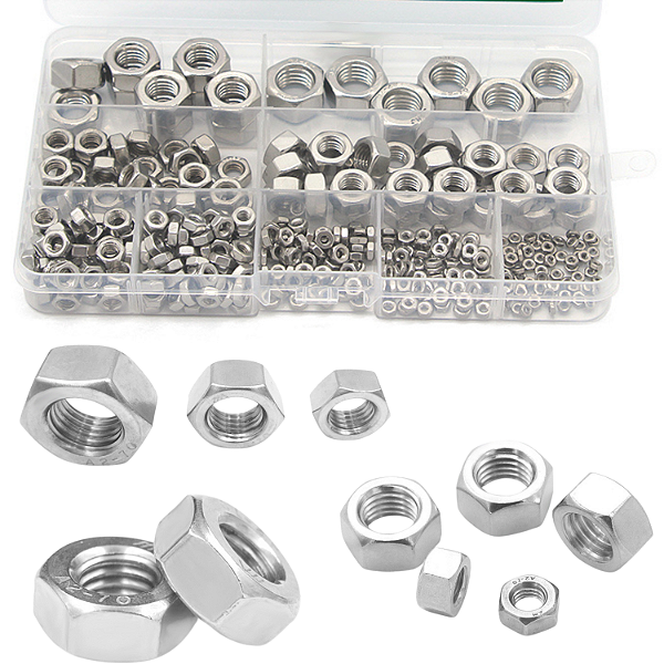 KIT 341 PORCAS SEXTAVADA AÇO INOX M2 M3 M4 M5 M6 M8 M10 M12