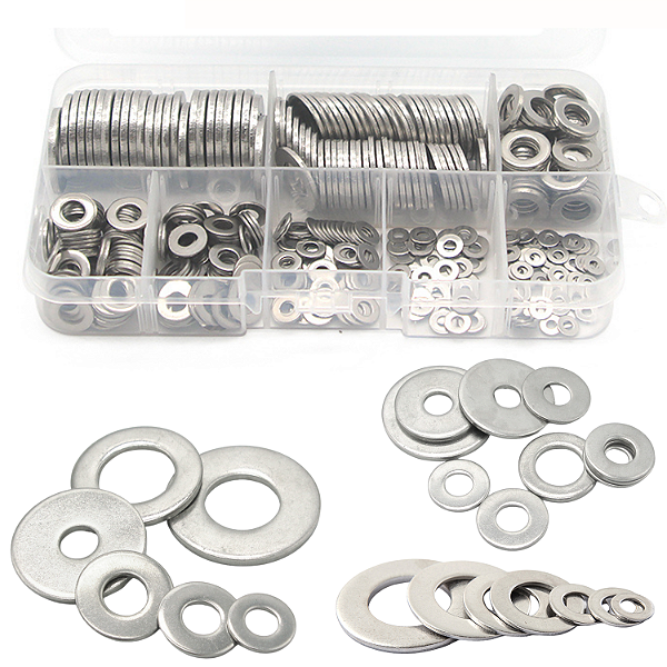 KIT 410 ARRUELAS PLANAS AÇO INOX M2 M2.5 M3 M4 M5 M6 M8 M10