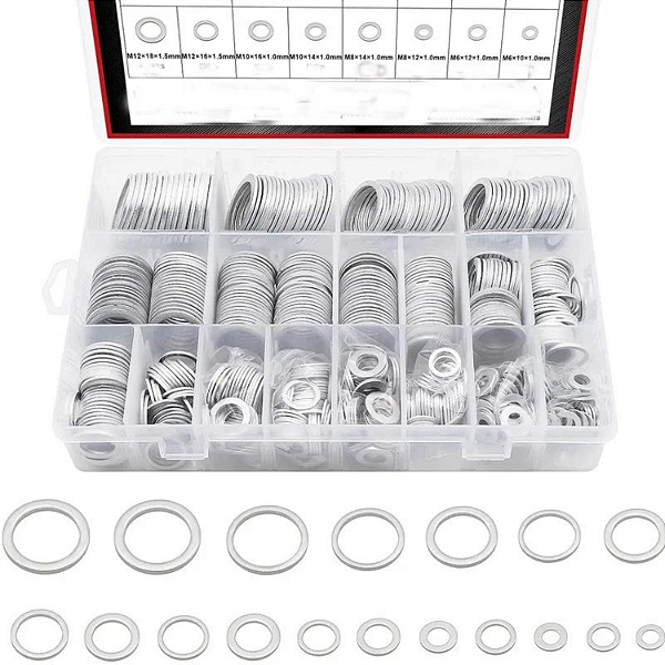 KIT 450 ARRUELAS EM ALUMINIO DIVERSOS TAMANHOS
