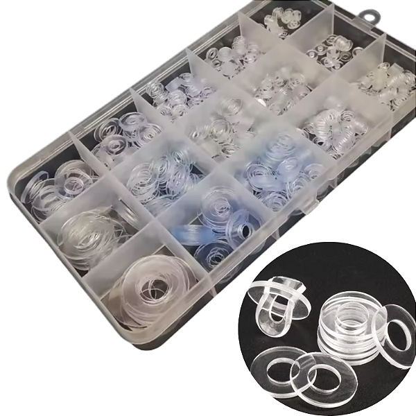 KIT 1085 ARRUELAS VEDAÇÃO PVC PLASTICO SOFT TRANSPARENTE