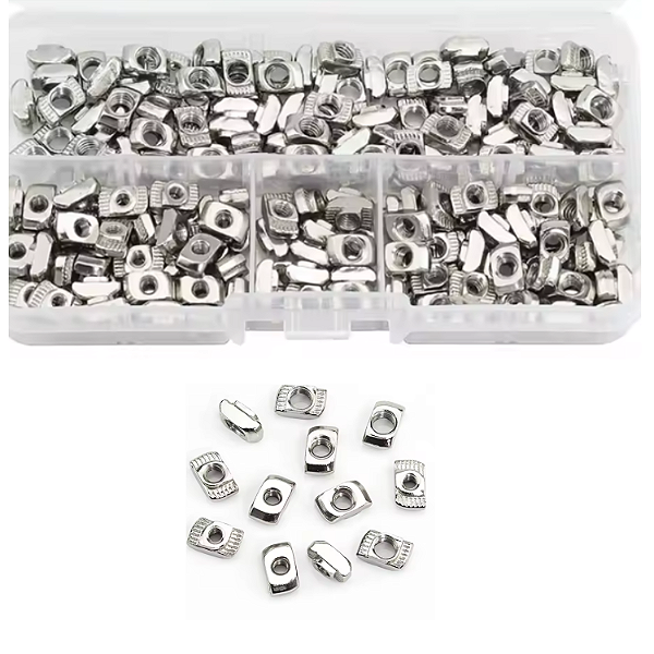 KIT 160 PORCAS DESLIZANTES MARTELO M3 M4 M5 INOX P/ PERFIL