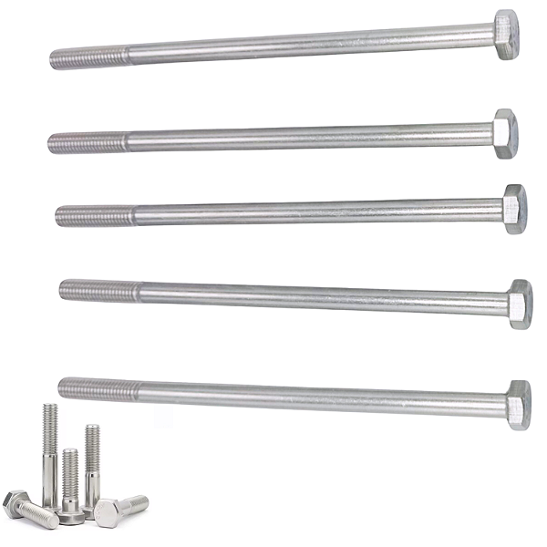 KIT 5 PARAFUSOS MEIA ROSCA  PARCIAL SEXTAVADO INOX M8*200MM