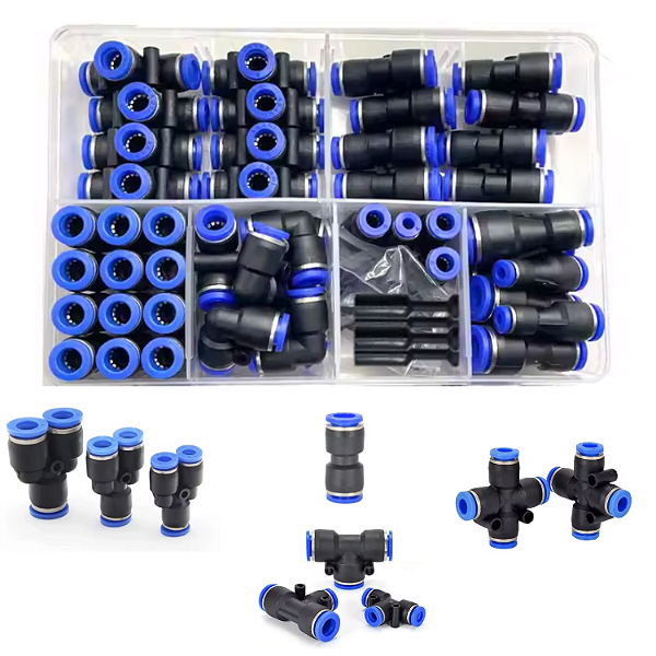 KIT 58 CONECTORES PNEUMATICOS BICO COMPRESSOR CONEXAO RAPIDA