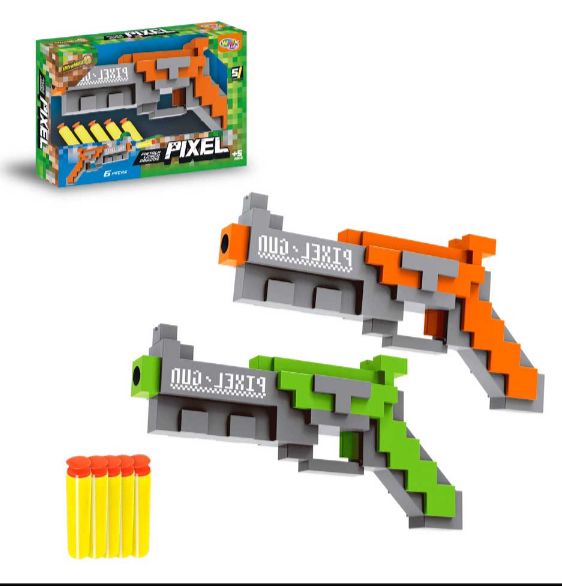 Lança Dardos Arma Tipo Nerf Minecraft Pixel Gun 6 Pças
