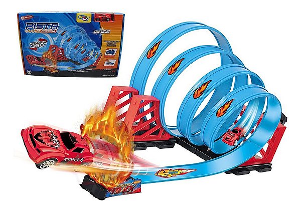 Pista De Corrida 4 Loops 360 Carro Fricção Fire Track 24 Pcs