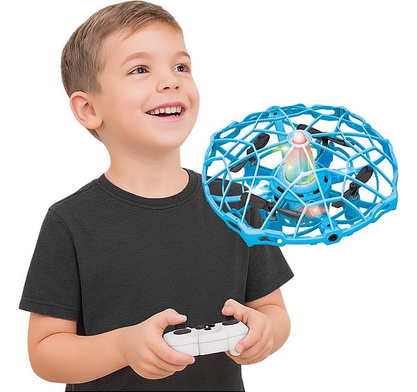 Drone Luminus Recarregável Com Led, Controle Remoto E Indução Inteligente - Rotação 360°