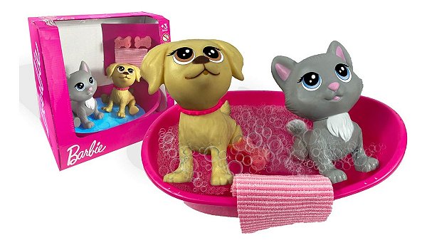 Mini Pets Barbie - Hora Do Banho - Mini Gata E Mini Taffy