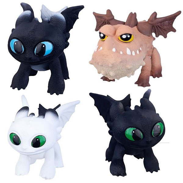 Coleção Kit Com 4 Baby Dragões – Filhotes Do Banguela E Da Fúria Da Luz – Dreamworks