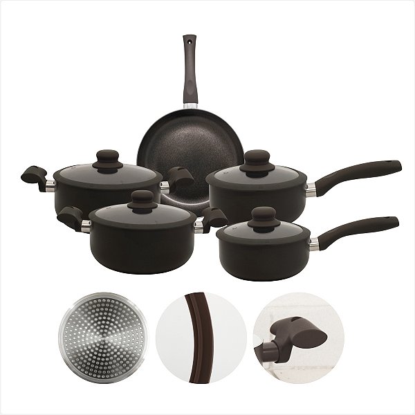 Jogo Conjunto Panelas Indução Revestimento Cerâmico Carmin 5 Peças Hauskraft