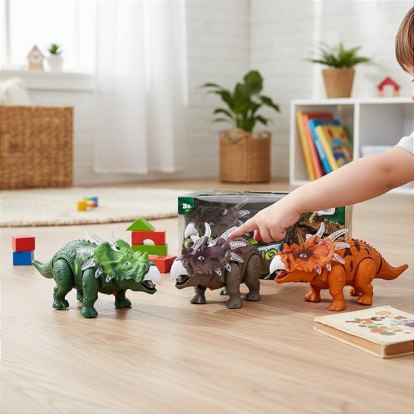 Dinossauro Com Luz E Som Triceratops Rocky Srt Cor
