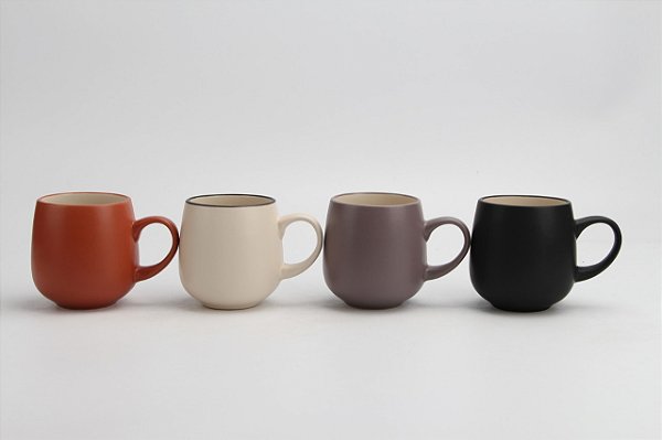 Conjunto 4 Canecas Café Chá Cerâmica Denny Collection 440ml