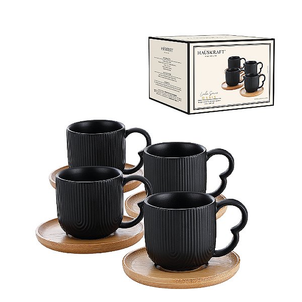 Jogo De Xícaras Com Pires Oasis Preto – Hauskraft  4 Peças