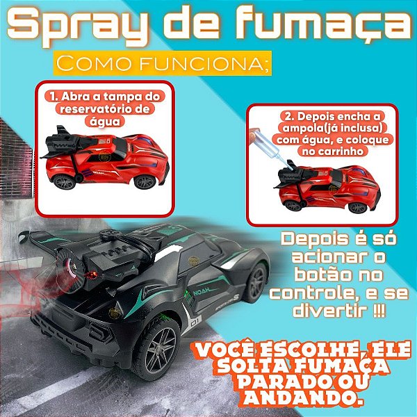 Carrinho Controle Remoto Recarregável Solta Fumaça Com Led