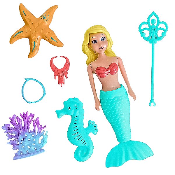 Boneca Sereia Maggie Com Acessórios Fundo Do Mar 7pçs