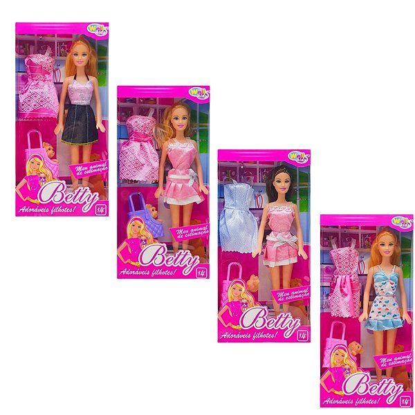 Boneca Articulada Mãe Pet Filhote Gato Cachorro Acessórios