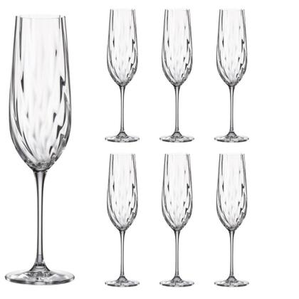 Jogo 6 Taças Champagne Uria Em Cristal 270ml Luxo Bohemia