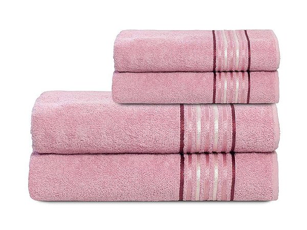 Jogo Toalhas 4 Pçs Banhão Rosto Algodão Vitta Camesa 75x150