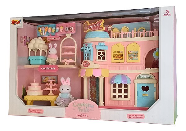 Casinha Feliz Família Coelho Playset Confeitaria Zoop Toys