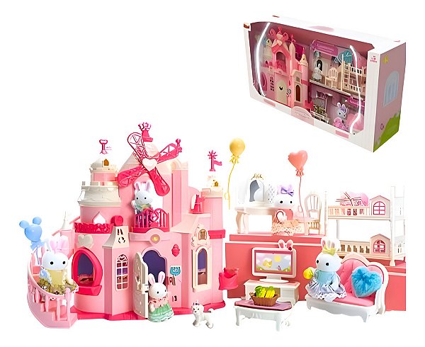 Casinha Feliz Castelo Tipo Sylvannian Family Coleção Zoop Toys