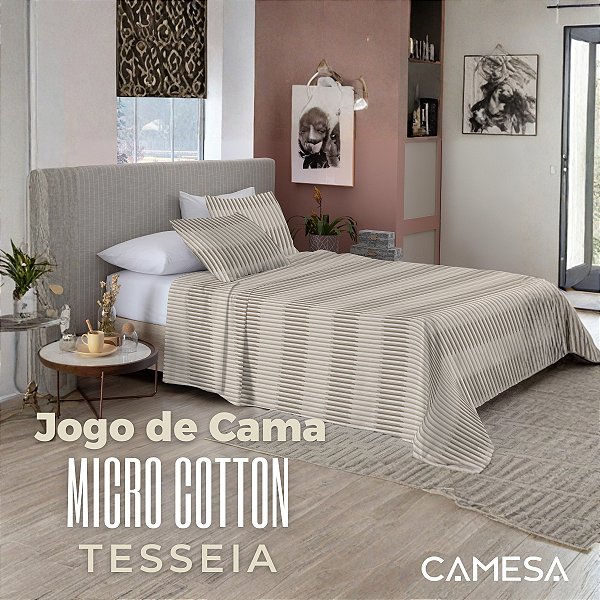 Jogo De Cama Casal Micro Cotton Duplo 4 Peças Camesa 150 Fios Toque Macio