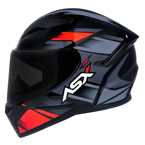 CAPACETE ASX CITY BRILHO PRETO/VERMELHO/CINZA
