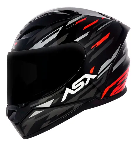 CAPACETE ASX CITY ARROW BRILHO PRETO/GRAFITE/VERMELHO