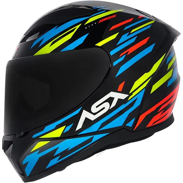 CAPACETE ASX CITY ARROW BRILHO PRETO/AZUL/AMARELO