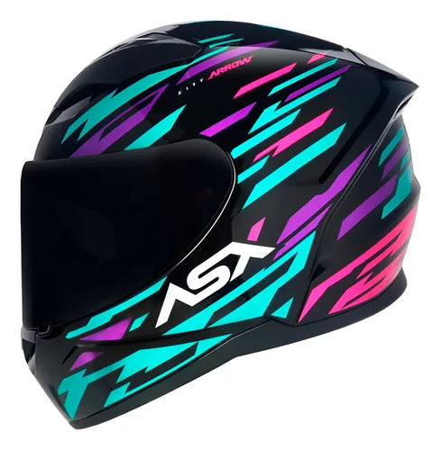 CAPACETE ASX CITY ARROW BRILHO PRETO/TIFFANY/ROXO