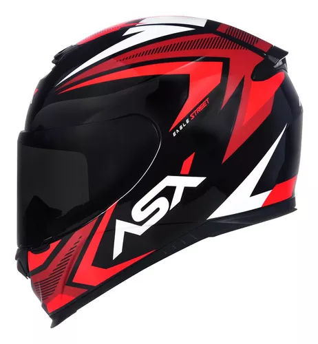 CAPACETE ASX EAGLE STREET BRILHO PRETO/VERMELHO/BRANCO